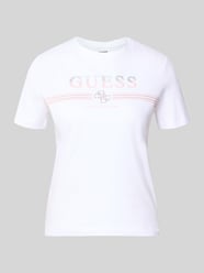 Koszulka T-shirt z aplikacją z dżetów model 'SIENA' od GUESS Activewear - 3