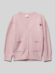 Loose Fit Strickjacke aus Bouclé von s.Oliver RED LABEL Rosa - 38