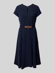 Knielanges Kleid mit Gürtel Modell 'BRYGITKA' von Lauren Ralph Lauren Blau - 32