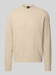 Regular fit gebreide pullover van pure scheerwol, model 'KABLETO' van BOSS Orange Beige - 11
