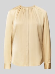 Regular fit zijden blouse met plooien, model 'Banorah' van BOSS Beige - 1