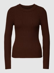 Shirt met lange mouwen en geribde ronde hals van Pieces Bruin - 47