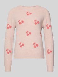 Sweter z dzianiny o kroju regular fit z intarsjami model „DOFFY INTARSIA” od VERO MODA Fuksjowy - 23