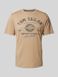 Herren T-Shirt mit Statement-Print von Tom Tailor Braun - 41