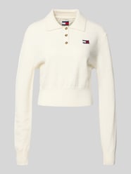 Koszulka polo krótka z dzianiny z dodatkiem wełny i wełny z alpaki model ‘TJW FLUFFY POLO SWEATER’ od Tommy Jeans - 30
