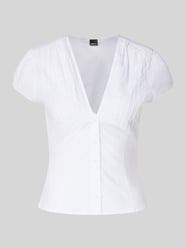 bluzka koszulowa o kroju slim fit z dekoltem w serek od Gina Tricot - 37