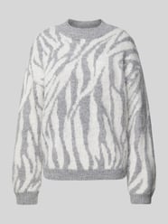 Comfort fit gebreide pullover met wol en all-over motief, model 'NOELA' van Pieces Grijs / zwart - 27