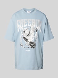 T-Shirt mit Motiv- und Statement-Print Modell 'FREEDOM' von Sixth June Blau - 33
