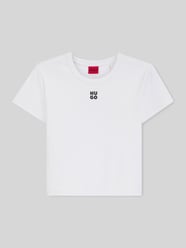 t-shirt o kroju slim fit z mieszanki bawełny model 'DELANOR' od HUGO - 8
