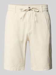 Bermuda's van linnenmix met Franse steekzakken van Lindbergh Beige - 7