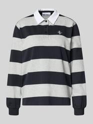 Polo-Langarmshirt mit Streifen und kontrastiger Knopfleiste von REVIEW - 18