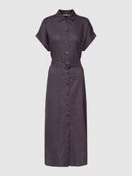 Hemdblusenkleid mit Stoffgürtel von Jake*s Collection Grau / Schwarz - 15