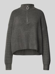 Gebreide pullover met schipperskraag, model 'NEWALICE' van Noisy May Grijs / zwart - 7