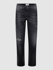 Slim fit jeans in used-look, model 'KERRY' van Cambio Grijs / zwart - 22