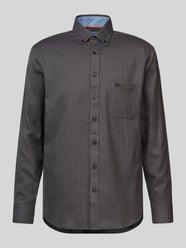 Freizeithemd mit Button-Down-Kragen Modell 'Herringbone' von Fynch-Hatton Grau - 14