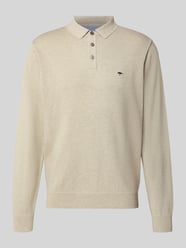 Strickpullover mit Polokragen und Knopfleiste von Fynch-Hatton Beige - 9