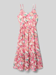 Dopasowana sukienka casualowa z kwiatowym wzorem od s.Oliver RED LABEL Fuksjowy - 47