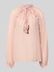 Relaxed Fit Bluse mit Schnürung und Volants von Jake*s Collection Pink - 38
