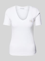 T-Shirt in Ripp-Optik von Calvin Klein Jeans Weiß - 4