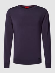 Longsleeve mit geripptem Rundhalsausschnitt Modell 'Cesar' von HUGO Lila - 3