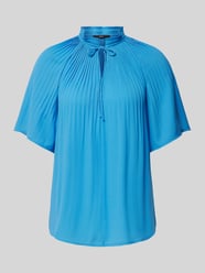 Bluse mit Stehkragen und Schnürung von Zero Blau - 1