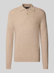 Slim Fit Strickpullover aus Woll-Kaschmir-Mix mit Polo-Kragen von Christian Berg Men Beige - 36