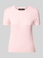 Gebreide pullover in design met korte mouwen van Lauren Ralph Lauren Fuchsia - 8