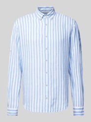 Modern Fit Leinenhemd mit Button-Down-Kragen Modell 'Dirk' von Brax Blau - 16