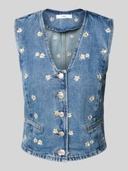 Jeansweste mit floralen Stickereien Modell 'MASSY' von Mango - 4