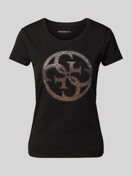 T-Shirt mit Strasssteinbesatz von Guess Schwarz - 28