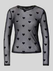 bluzka z długim rękawem o kroju slim fit z okrągłym dekoltem model 'LOVA' od VERO MODA - 5