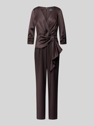 Cocktail-Jumpsuit mit V-Ausschnitt und 3/4-Arm von Adrianna Papell - 4