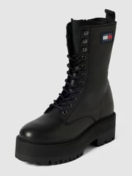 Buty sznurowane ze skóry z podeszwą na platformie od Tommy Jeans Czarny - 46