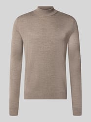 Regular fit shirt met lange mouwen van wolmix van Christian Berg Men Beige - 1