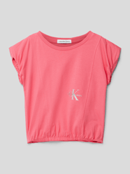 T-shirt met labelprint, model 'MONOGRAM OFF PLACED CAP' van Calvin Klein Jeans Roze - 16