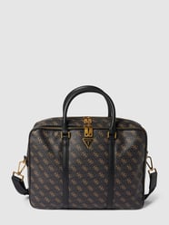 Laptoptas met all-over motief, model 'VEZZOLA' van Guess Bruin - 27