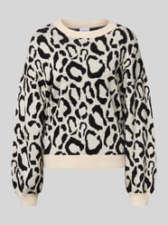 Sweter z dzianiny z prążkowanymi wykończeniami model ‘TIP’ od Vila - 33