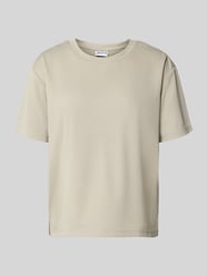 T-Shirt mit geripptem Rundhalsausschnitt von Jake*s Casual Beige - 48