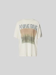 Oversized T-Shirt mit Label-Print von Anine Bing Beige - 21