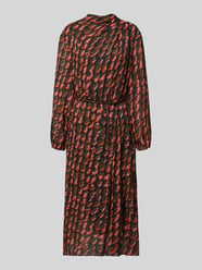 Midi-jurk in all-over look met opstaande kraag en riem van Marc Cain - 18