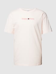 T-shirt z bawełny z wyhaftowanym logo od Tommy Jeans Różowy - 25