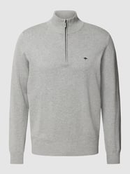 Strickpullover mit Label-Stitching Modell 'Troyer' von Fynch-Hatton Silber - 14