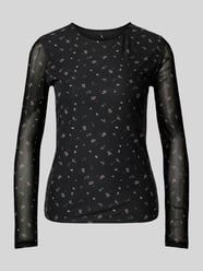 Regular Fit Langarmshirt mit semitransparentem Arm Modell 'ERICA' von Only Schwarz - 18