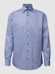 Modern Fit Business-Hemd mit Allover-Muster von Eterna Blau - 6