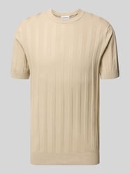 T-shirt met structuurmotief van Lindbergh Beige - 5