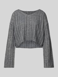 Korte gebreide pullover met V-hals, model 'NINA' van Noisy May Grijs / zwart - 11