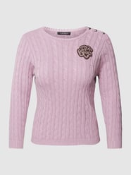 PLUS SIZE Strickpullover mit Label-Patch Modell 'MONTIVA' von Lauren Ralph Lauren Curve Rosa - 8