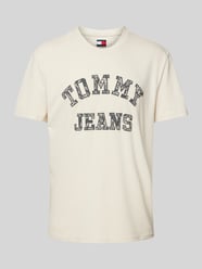 Regular Fit T-Shirt aus reiner Baumwolle mit gemustertem Label Print von Tommy Jeans Beige - 30