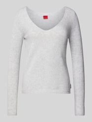 Wollen pullover met afgeronde V-hals, model 'Shakylina' van HUGO Grijs / zwart - 48