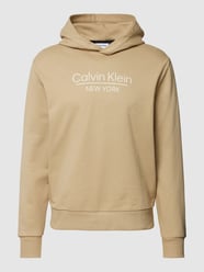 Bluza z kapturem i nadrukiem z logo model ‘NEW YORK’ od CK Calvin Klein Beżowy - 22